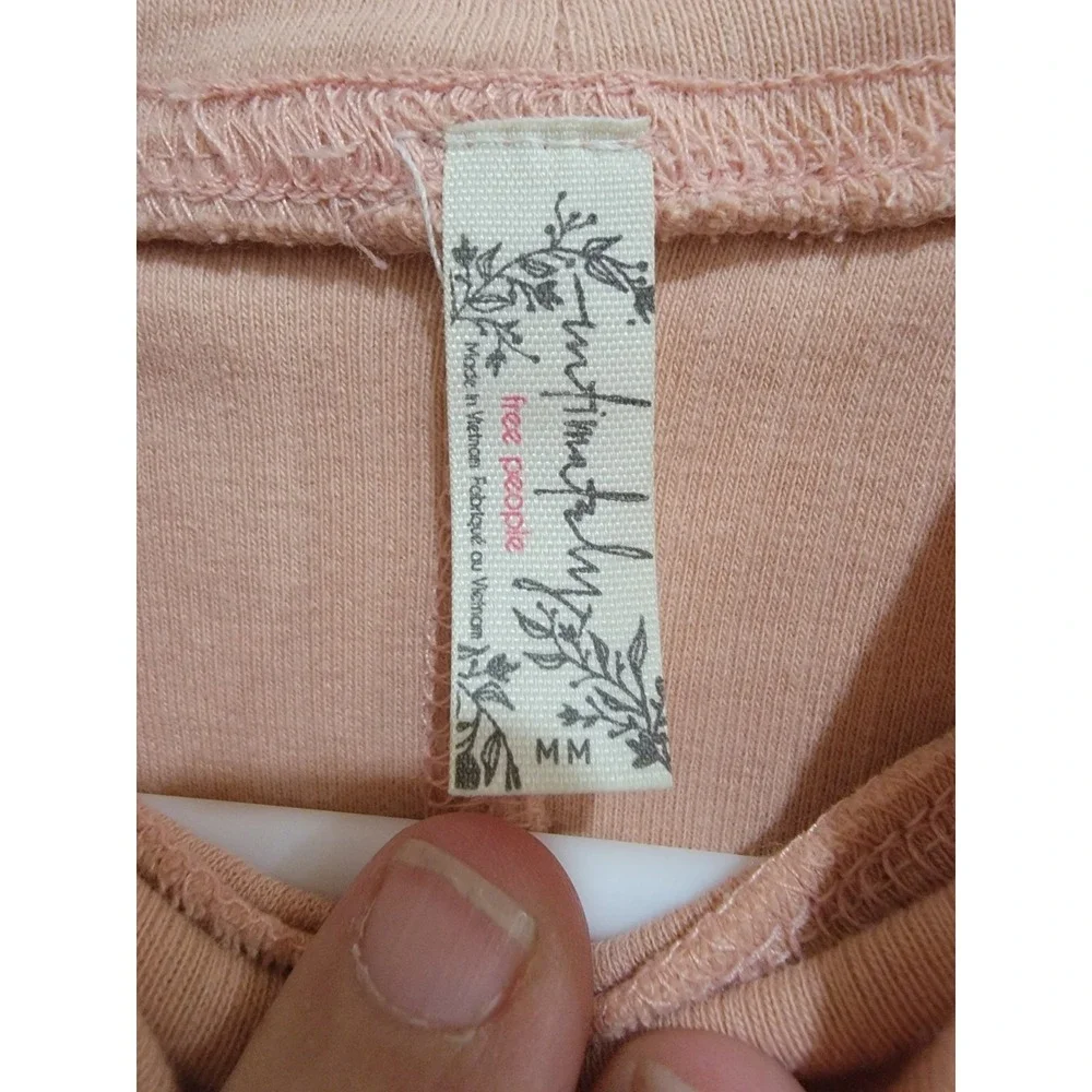 Intimately Free People Pink Ribbed Mock Neck Long Sleeve Top Cuffed‎ Size Medium